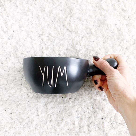 Rae Dunn Black YUM Bowls with Handle Set of 4 NWT - Picture 2 of 5